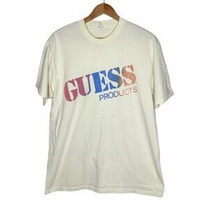 Vintage Guess Ombre Cream Graphic T-Shirt Tee Shirt
